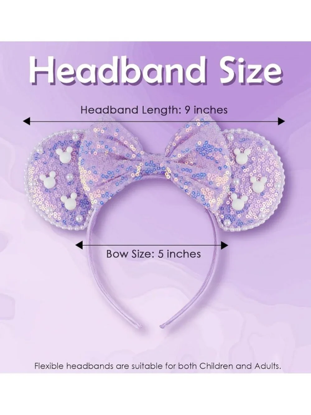 Women Purple Polyester Velvet Mickey Mouse Halloween Costume Headband